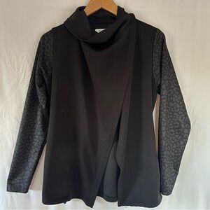 Pebble Beach | Dry Luxe Cowl Neck Wrap Activewear Jacket Cheetah Print  | Size M